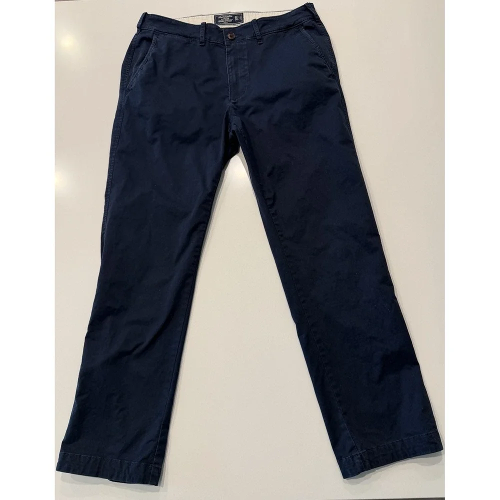 Abercrombie & Fitch Kennan Straight Stretch Pants Mens 32x30 Indigo Blue Chino